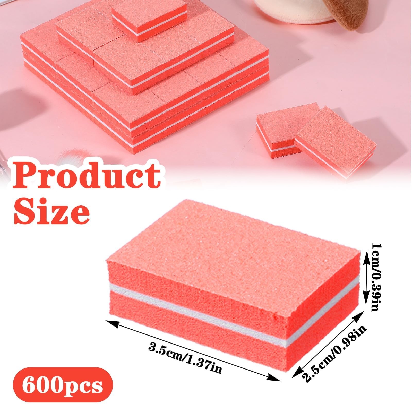 600 Mini Nail Buffer Blocks 80/100 Grit – Professional Salon Nail Files for Acry