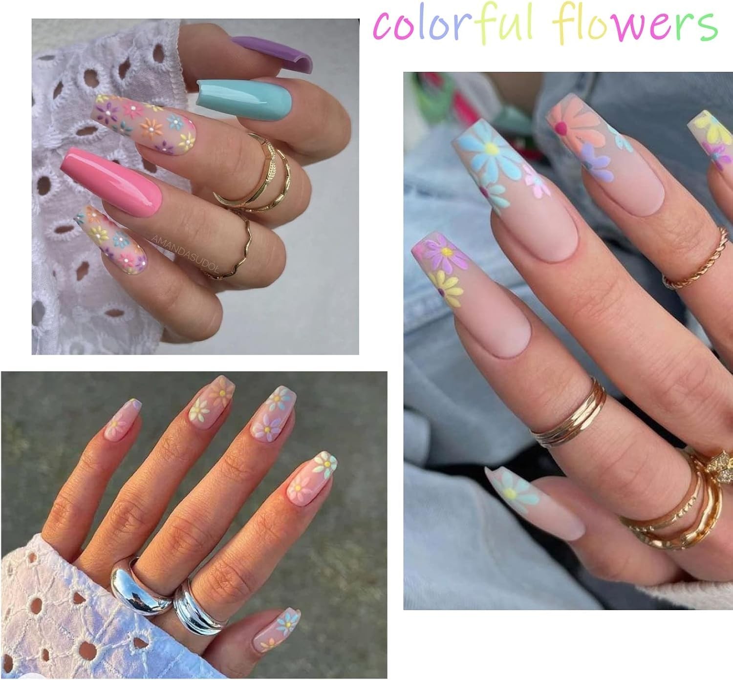 Flower Nail Art Stickers Decals 5D Embossed Spring Colorful-01