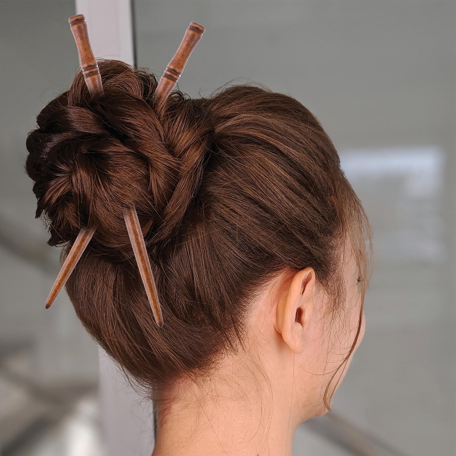 Gjinxi Wooden Sticks Hair Chopstick 8PCs,Bamboo 1 Count (Pack of 8), Brown