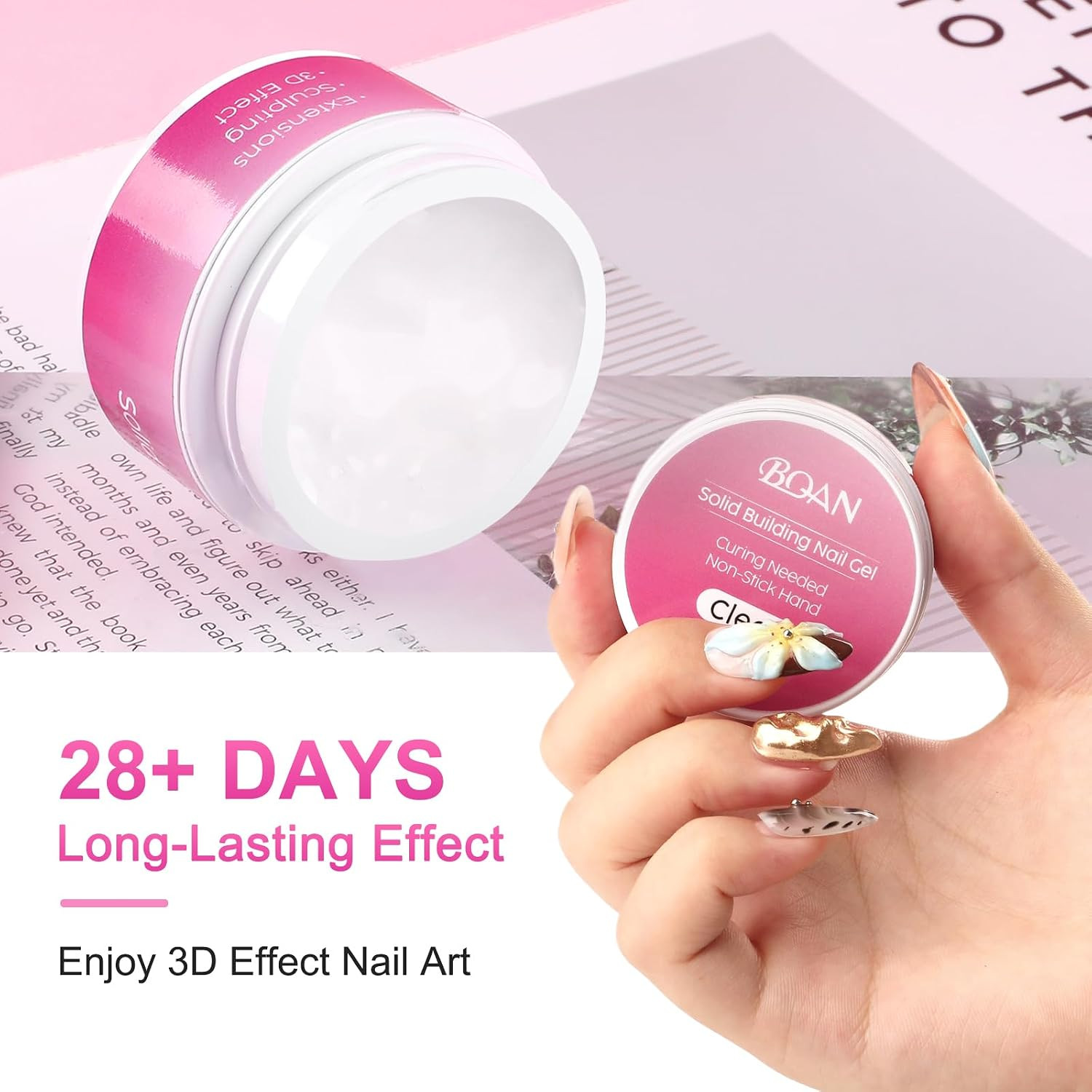 3D Sculpting Gel for Nail Art 2Pcs, White & Clear Solid Builder Gel | Non-Sticky