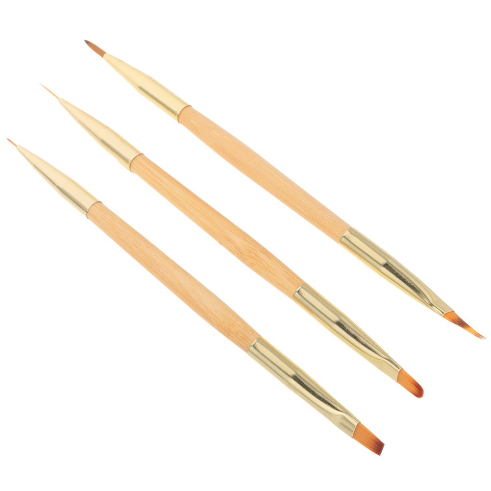 3Pcs Multi Functional Manicure Art Tools Khaki Nail Sculpting Brush Set