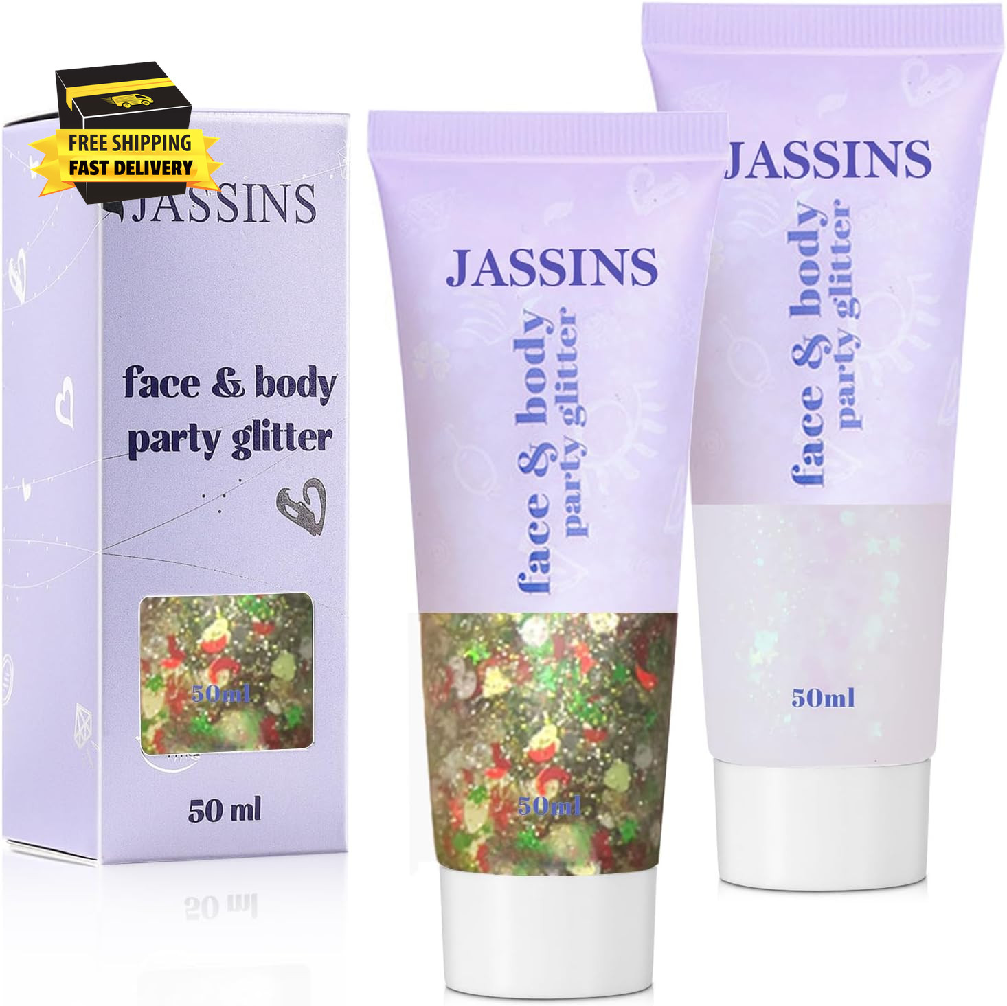 2PCS Body Glitter, 100Ml Christmas Face Glitter for Women Girls Kids, Glitter Ge