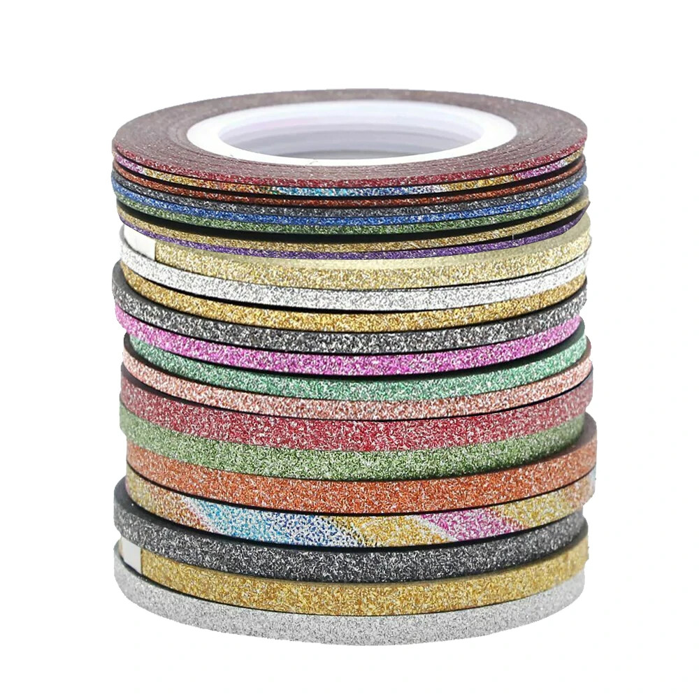 Winstonia 21 Pcs Nail Art Striping Tape Lines Tip Decorations Matte Glittery DIY