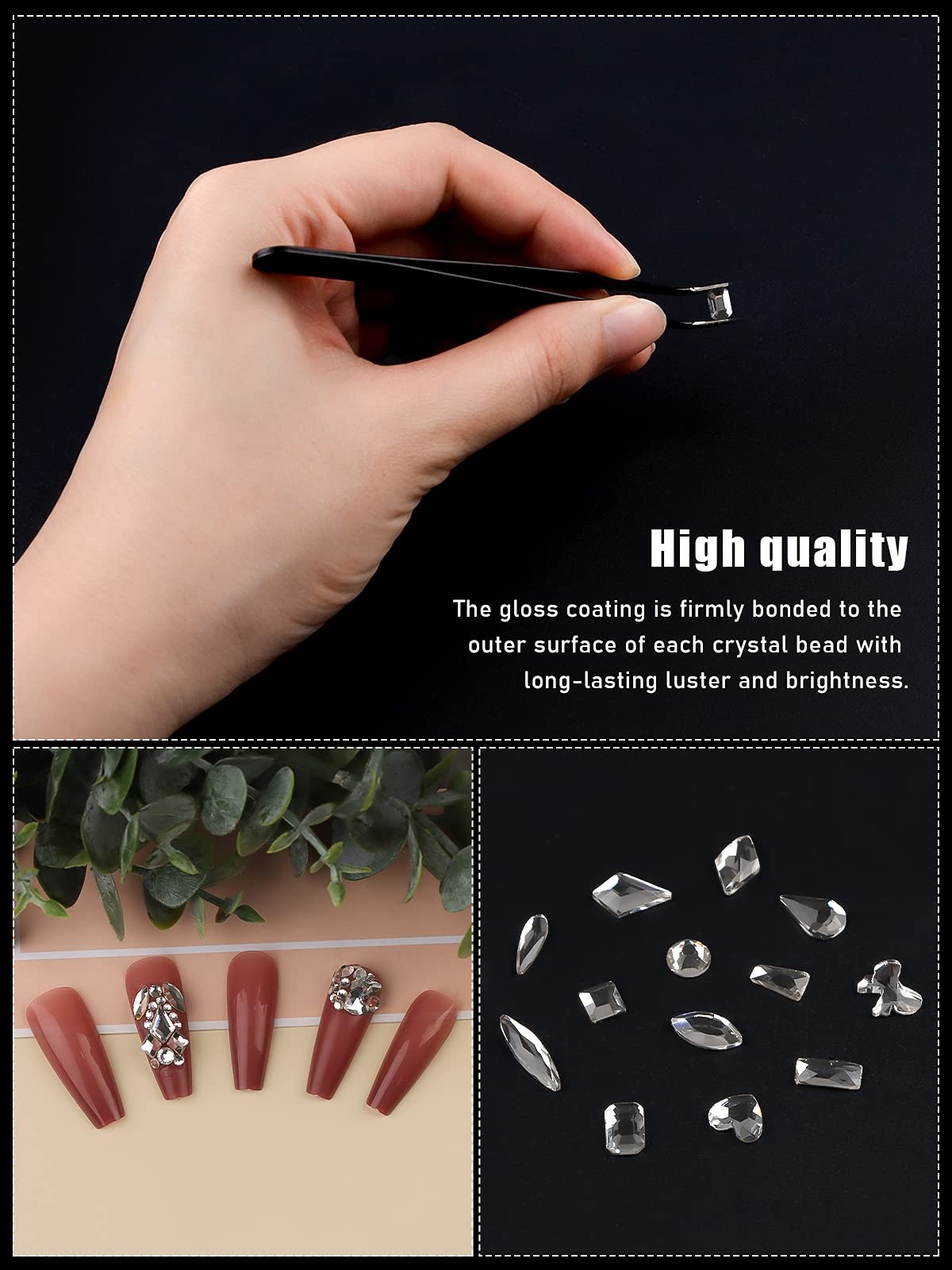 3100Pcs Red Rhinestones for Nails Nail Art Rhinestones Kit