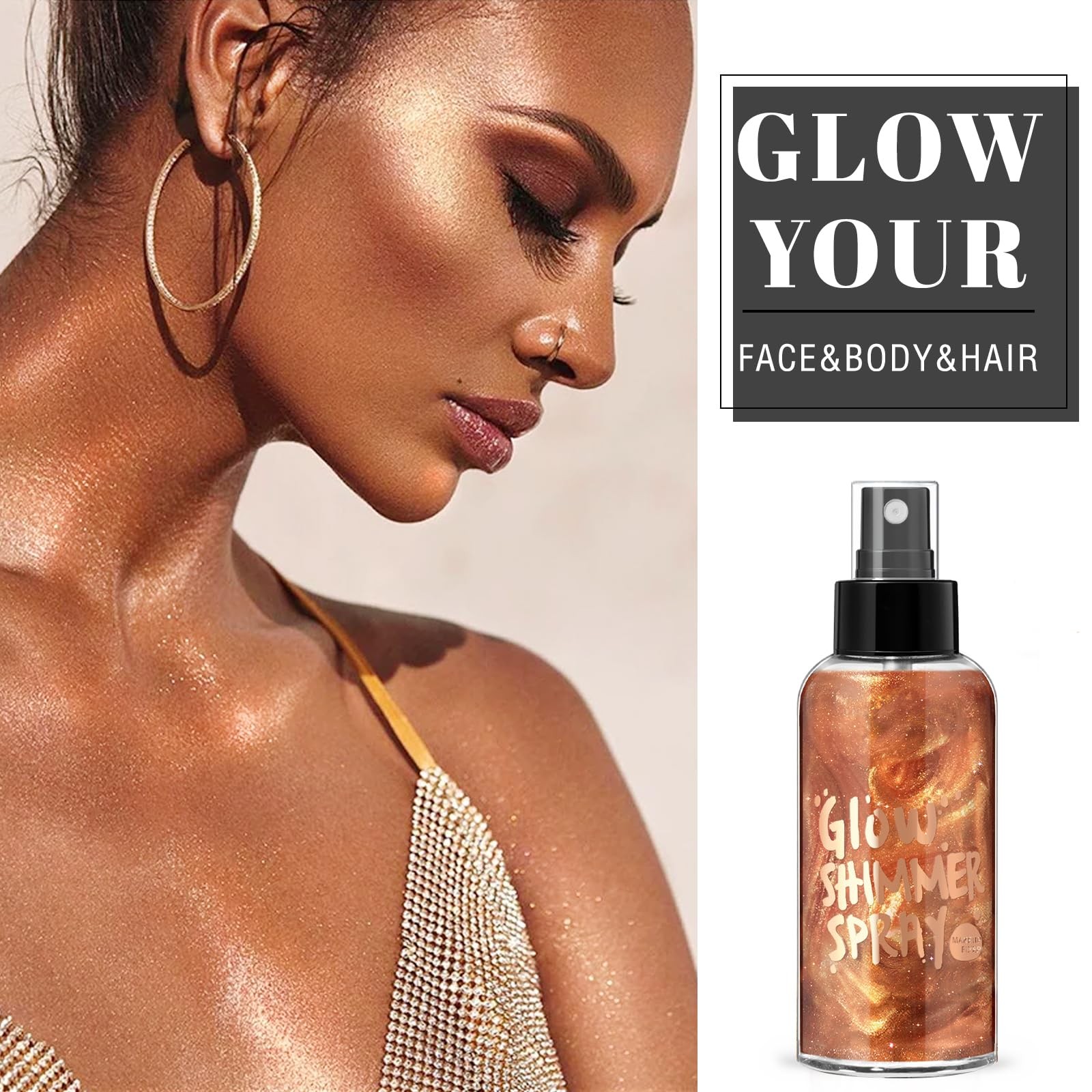 Body Glitter Spray – Bronze Body Shimmer for Face, Hair & Body, Moisturizing …