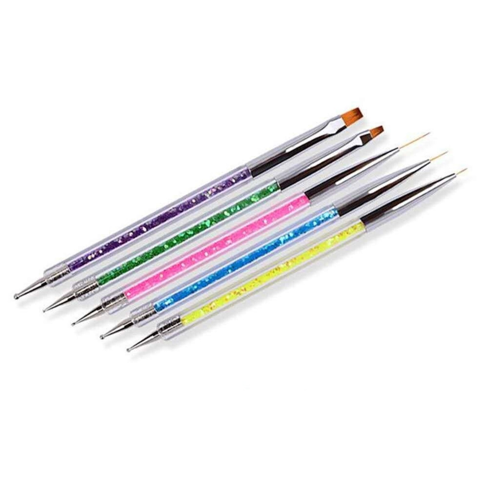 5-Piece Double-Ended Nail Art Pen Set with UV Fluorescent Colors