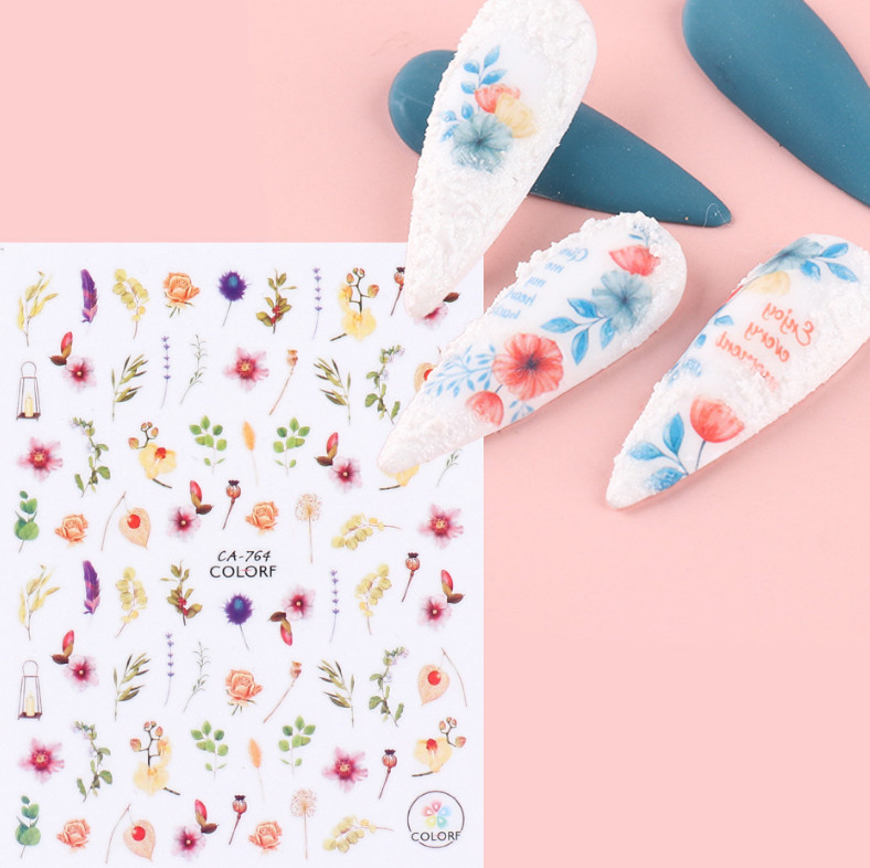 3D Nail Sticker Spring Floral Flower Tulip Adhesive Transfer Decals Slider NH7