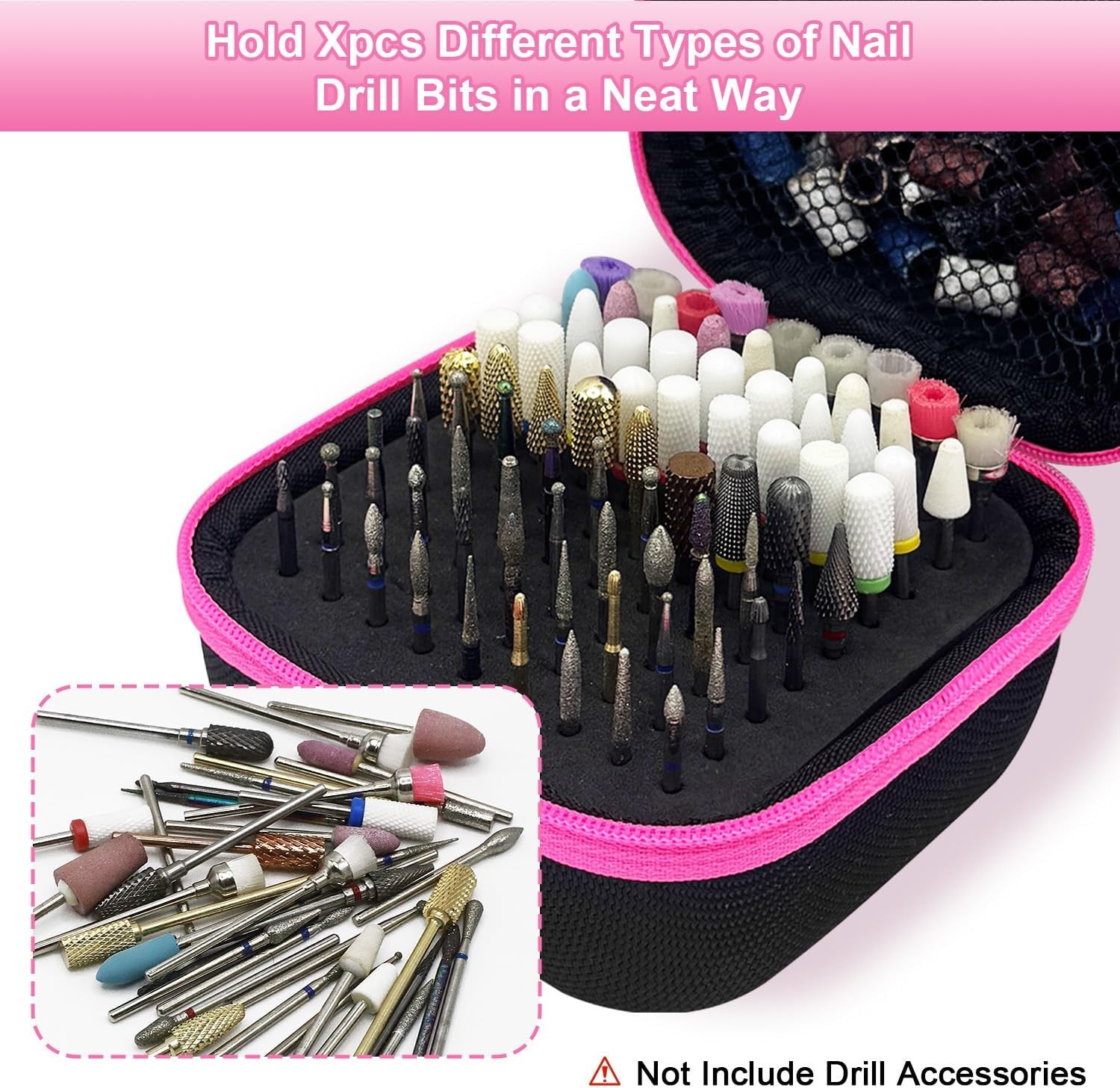 81 Holes Nail Drill Bit Holder, Dustproof Portable Organizer Stora Bag