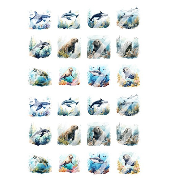 Ocean Stuff Design #4 Nail Art Decals- Waterslide Nail Decals