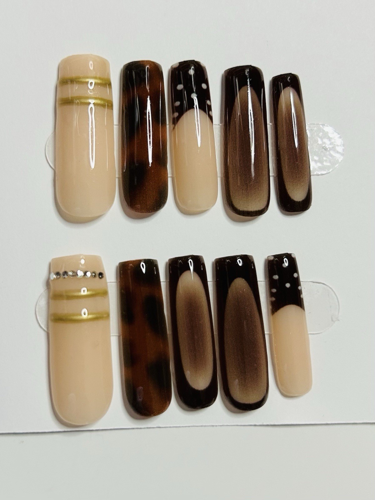 Lot of 2 Square 10pc Handmade Press-On Nails NEW size *small *