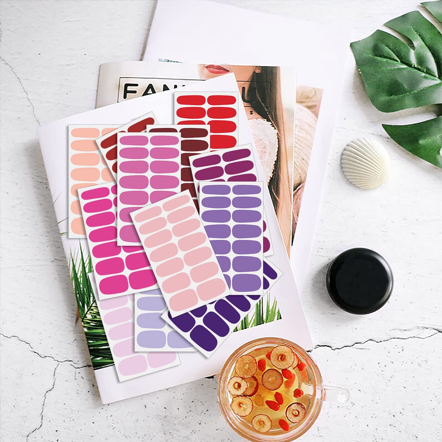 24 Sheets Solid Color Nail Polish Strips Glitter Nail Wraps Gel Nail Strips S…