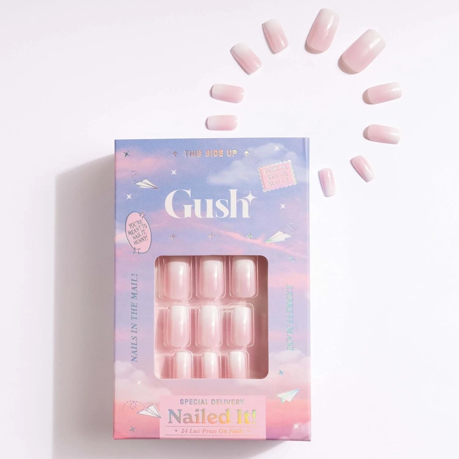 Gush Beauty Press On Nails | Reusable Extensions | Artificial 24 Nails Set D302