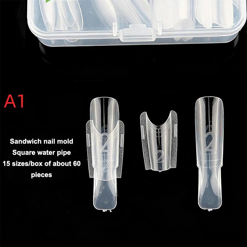 Original Sandwich Nails Dual Forms – 60Pcs Nail Mold For Quick Nail Salon Use