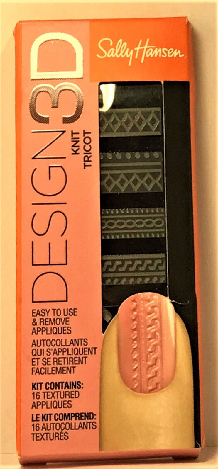 LOT OF (3) Sally Hansen DESIGN 3D NAIL APPLIQUES Strips #310 KNIT/TRICOT