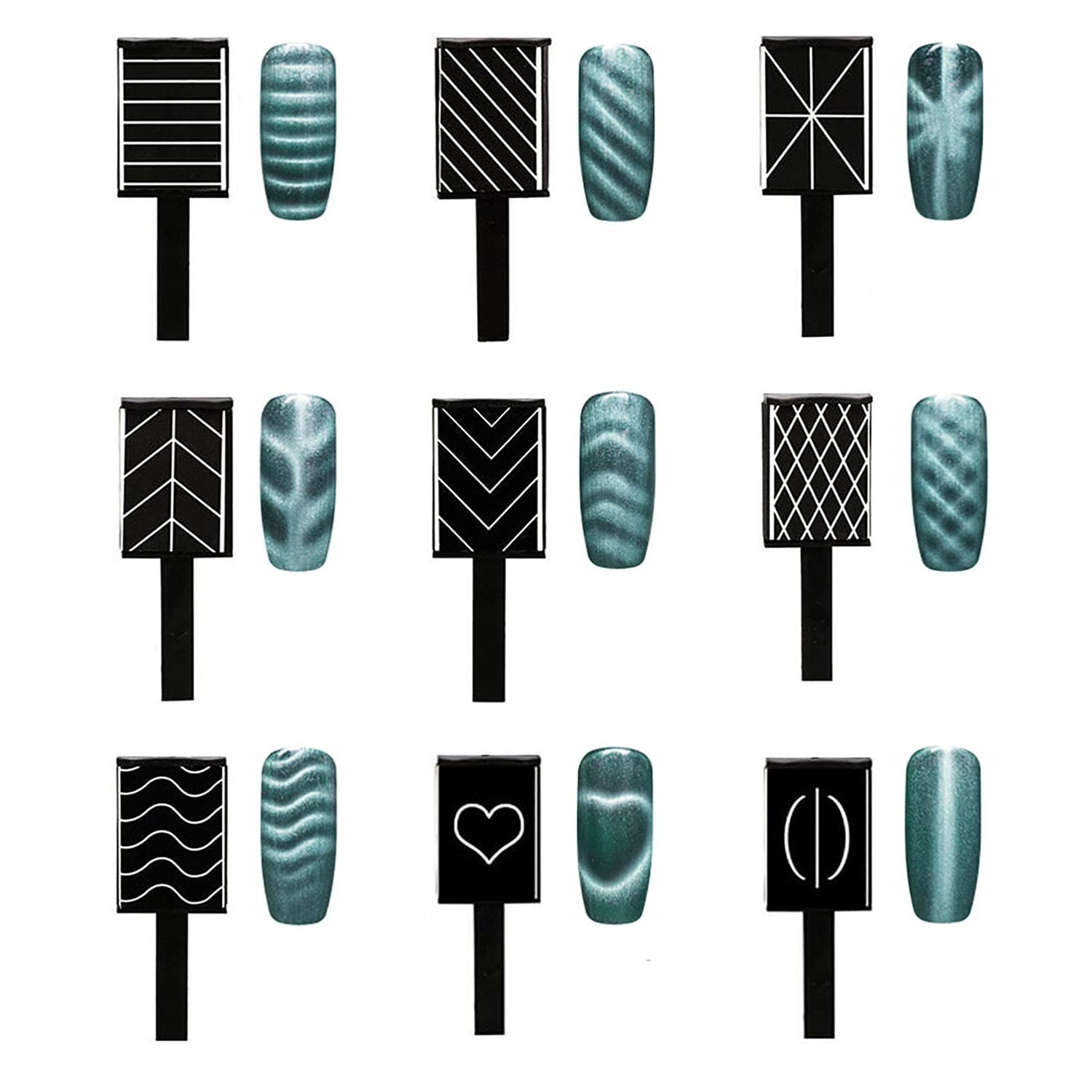 SILPECWEE 15Pcs Nail Magnet Set Cat Eye Gel Nail Polish Magnet Wand Magnetic Nai
