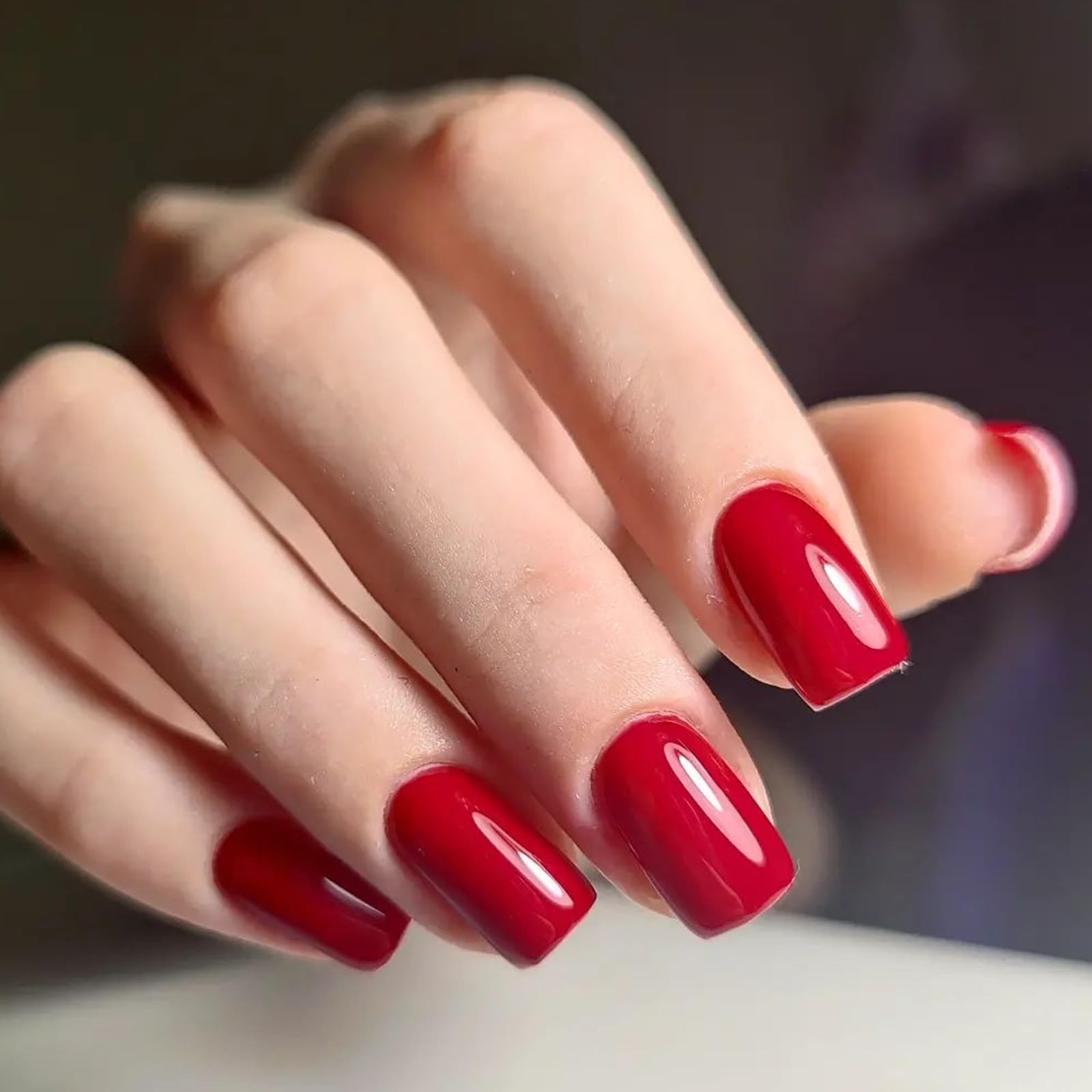 LoveOurHome 240pc Square Press on Nails Short Fake 0 Fl Oz (Pack of 240), Red