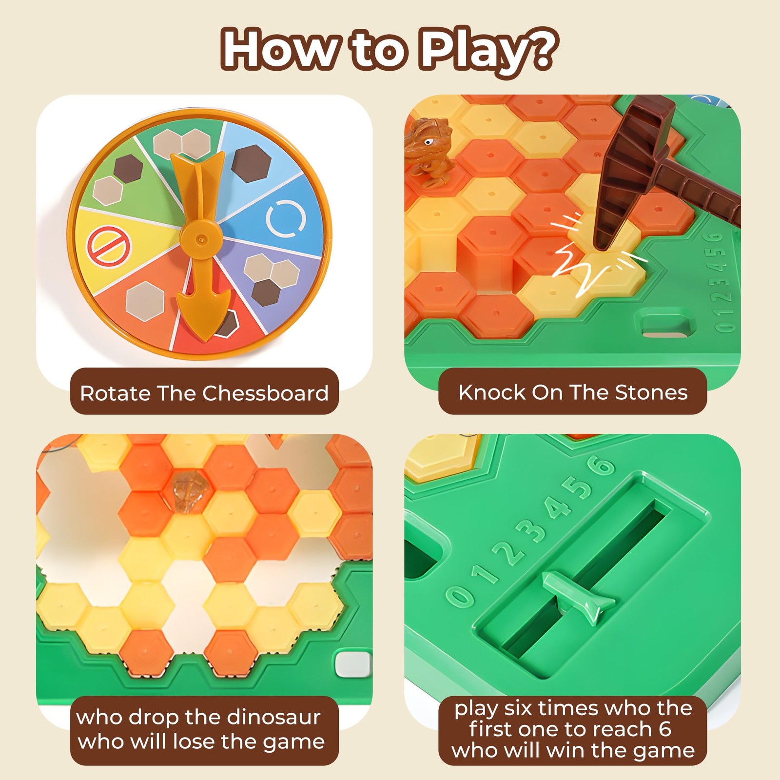 Haugboag Ice Break Save Dinosaur Game for Kids,Break Large, Square-dinosaur