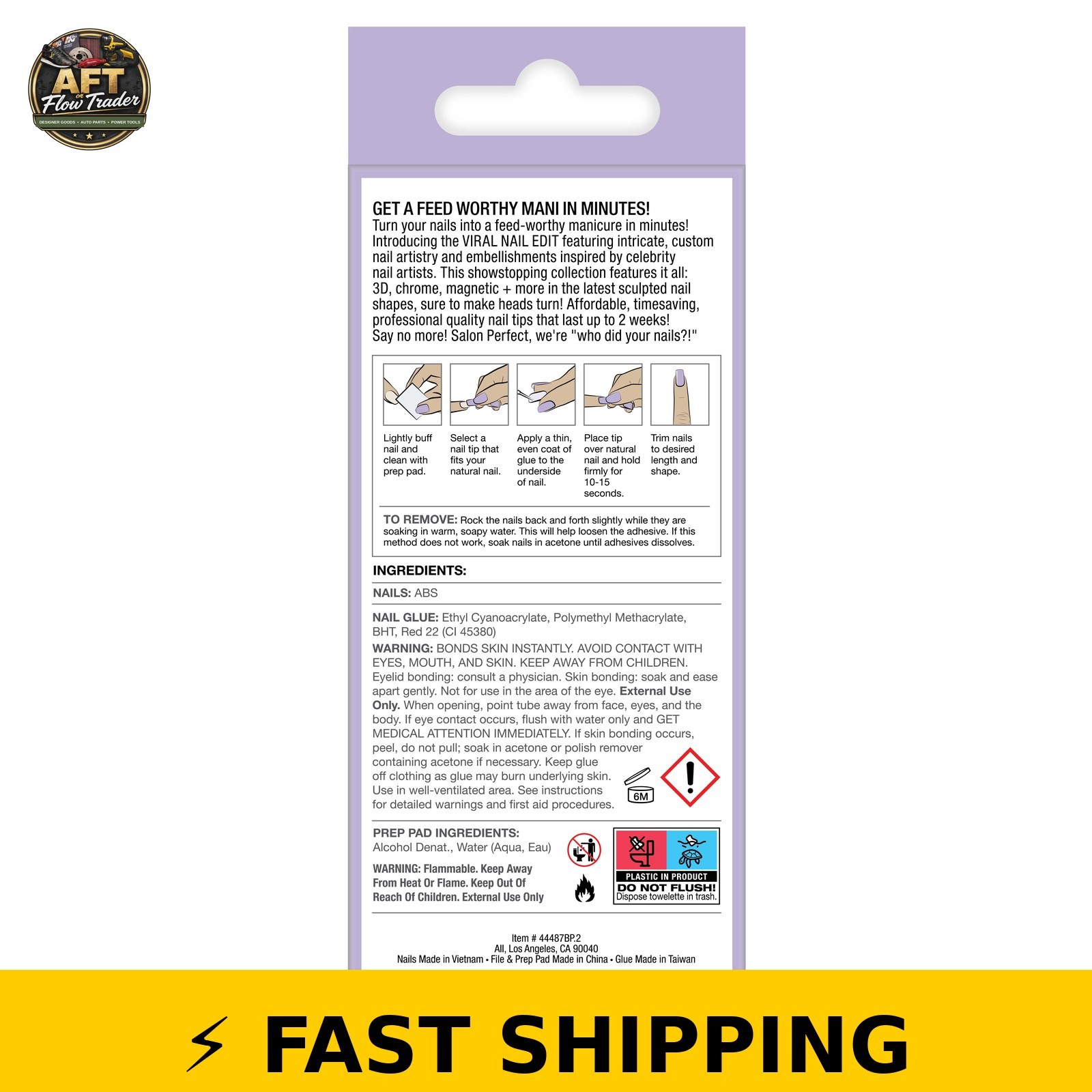 Salon Perfect Lavender Flower Press On Nails, 30 Count