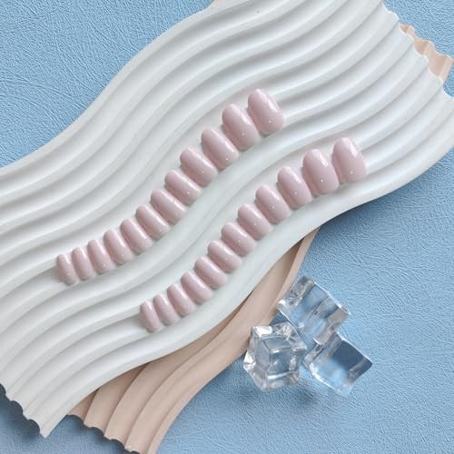 KQueenest Dusty Pink Press On Nails Short Oval – Acrylic Almond Fake Nails with