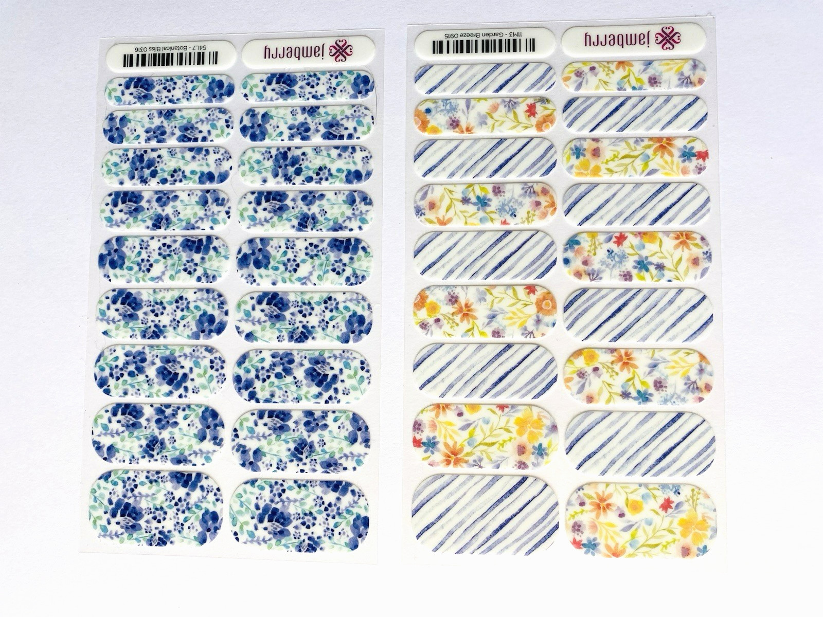 Jamberry Floral Nail Wraps Gloss and Metalic Full Sheet New