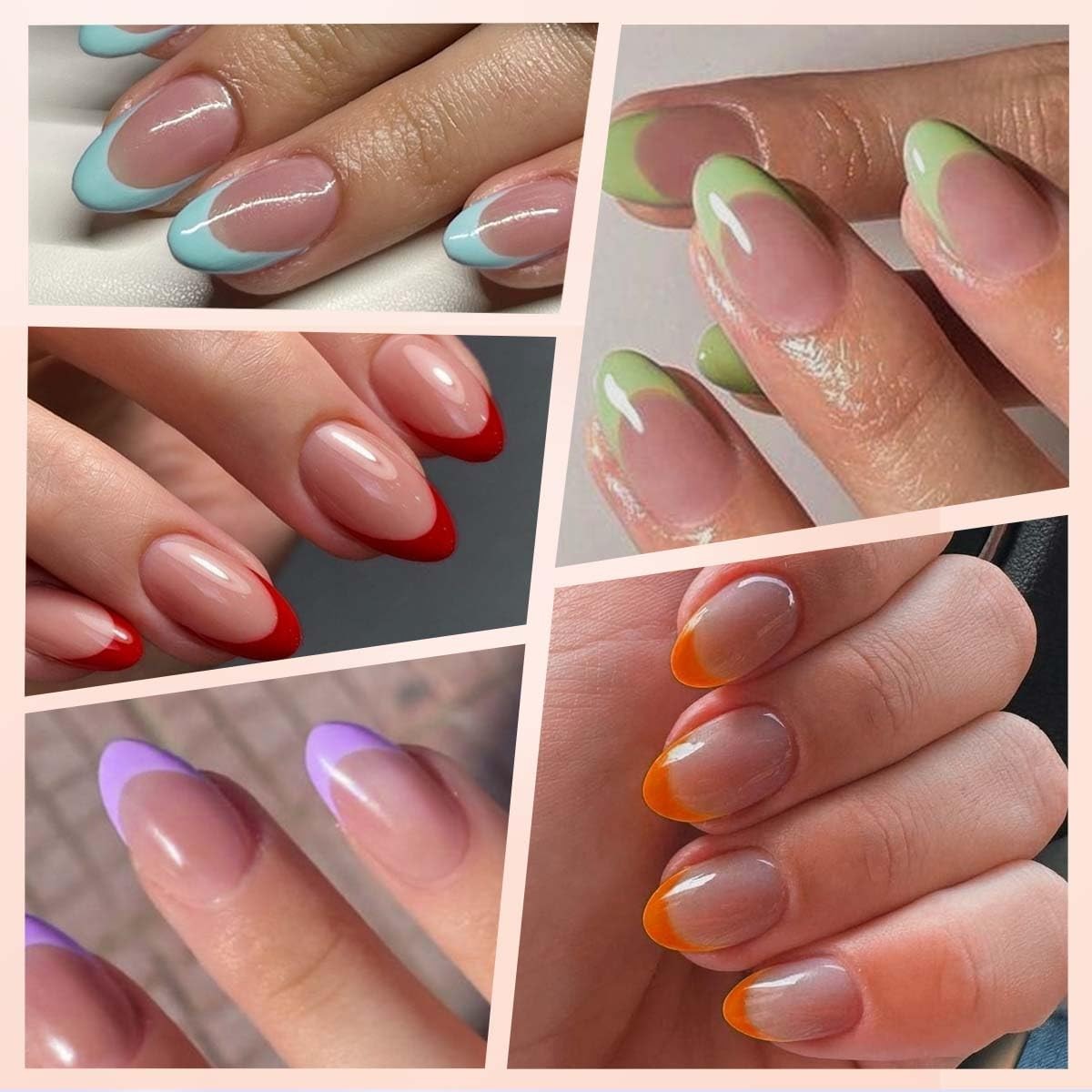 HPYFOI French Tip Press On Nails – 9 Colors, Short Almond, Short, Style-10