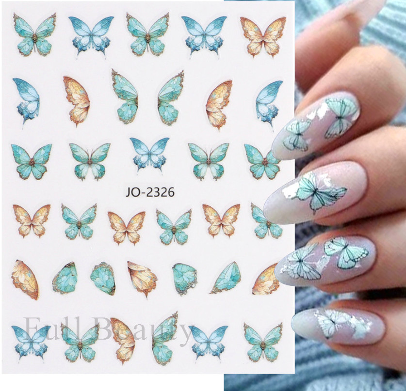 3D Nail Art Stickers Decor Colorful Butterfly Nail Decals Self-Adhesive NS49