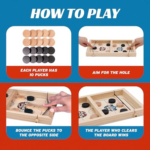 Fast Sling Puck Game 14 Inches Small Size – Super Winner Small, Natural