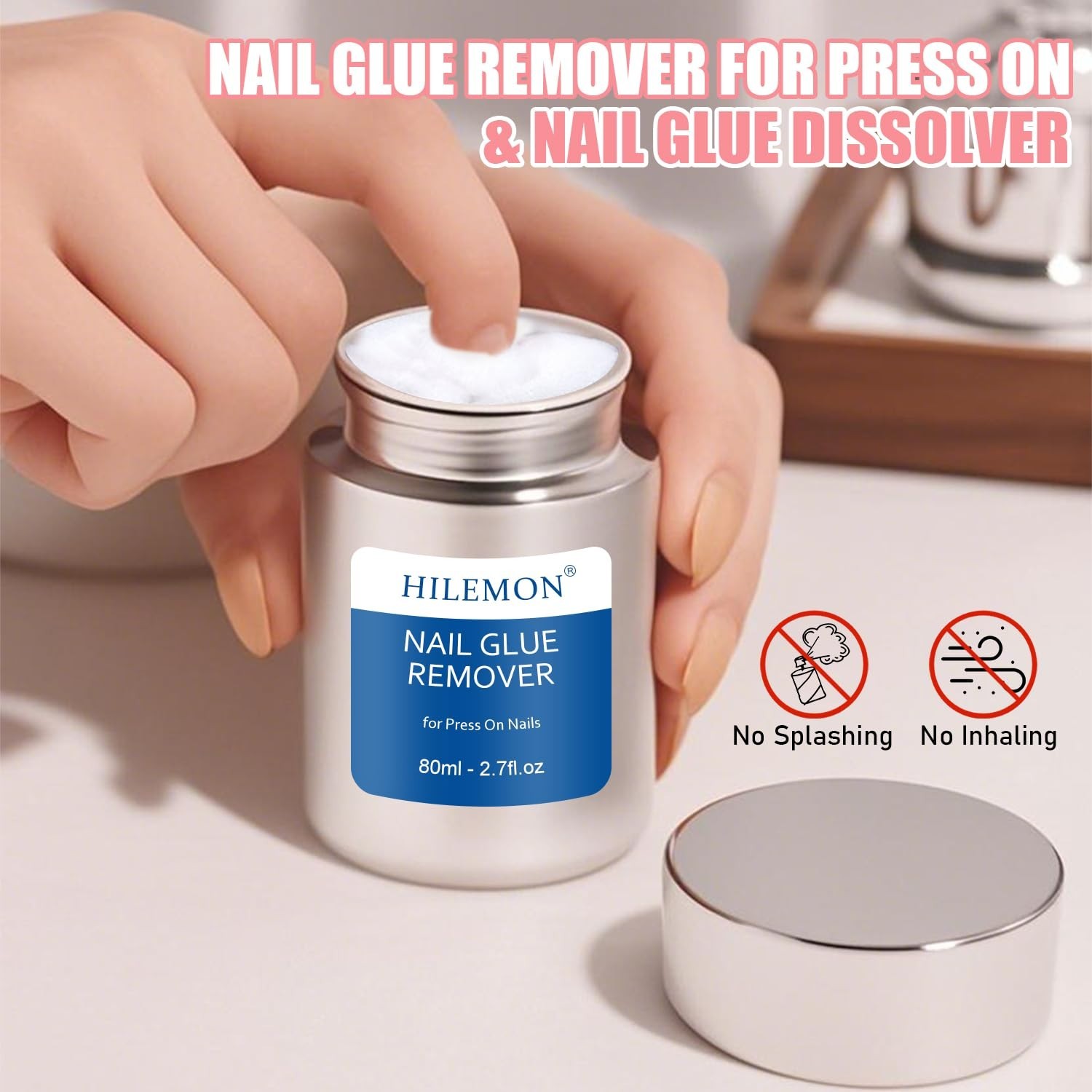 Nail Glue Remover for Press On, Dipping in Soak Liquid Gentle Remove Press-On Na