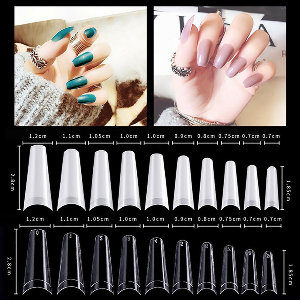 500/1000Pcs Half Cover Acrylic Gel Tip UV Gel Flat French Coffin False Nail Tips