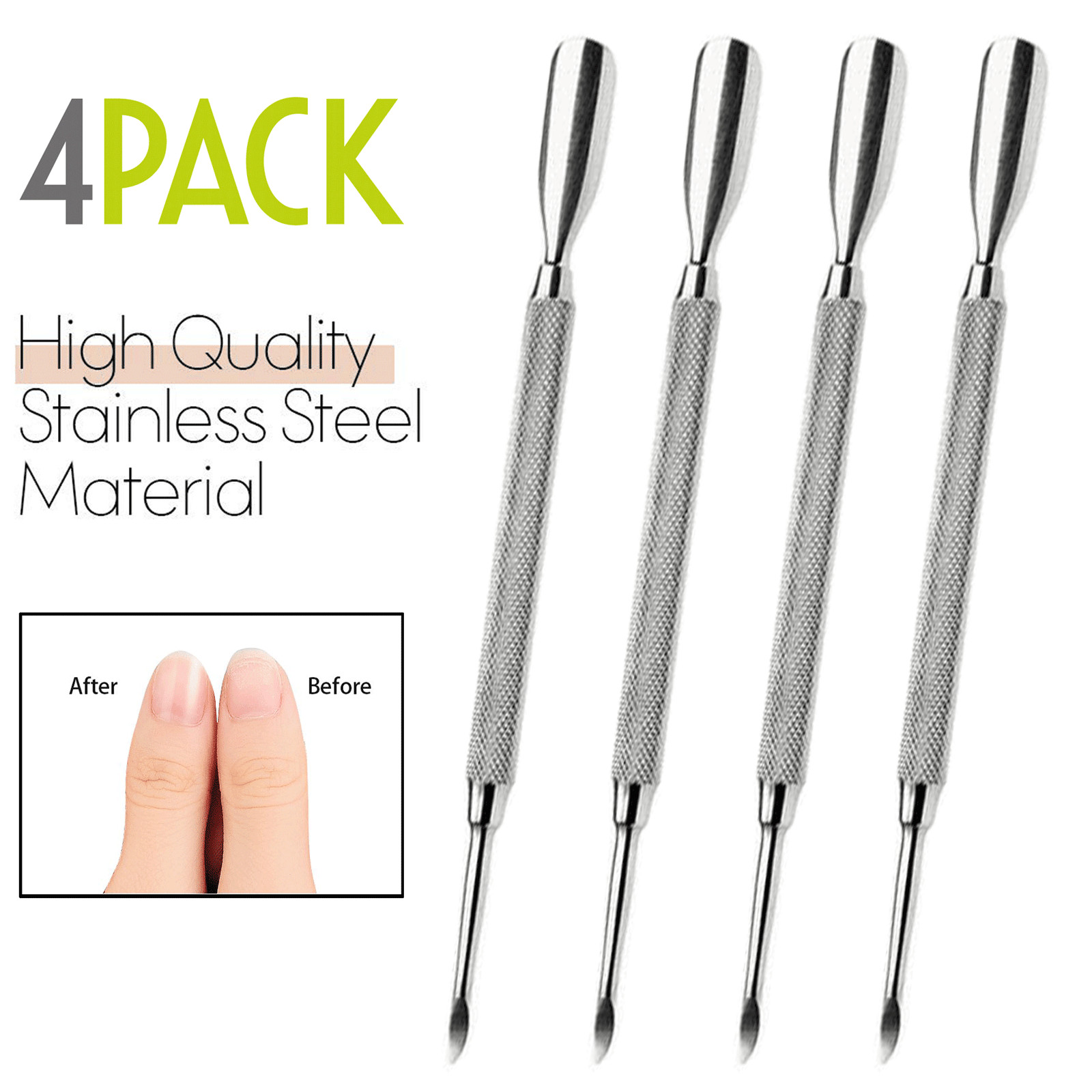 Krisp Cuticle Pusher Cleaner Remover Manicure Pedicure Spa Nail Art Tools Set 4X