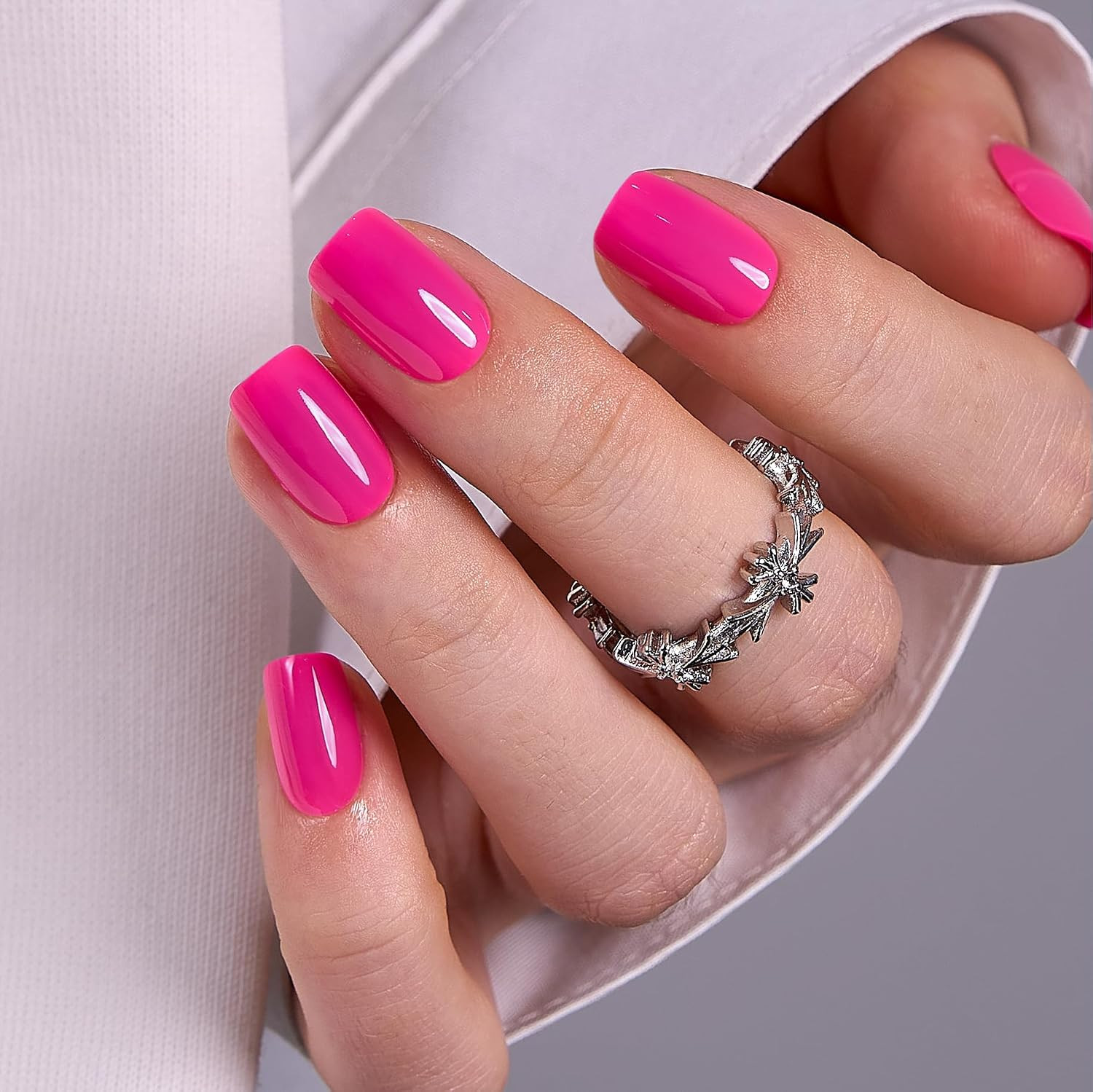 Press on Nails Short Square Acrylic Fake Nails with Apricot Design Full Cover Fa