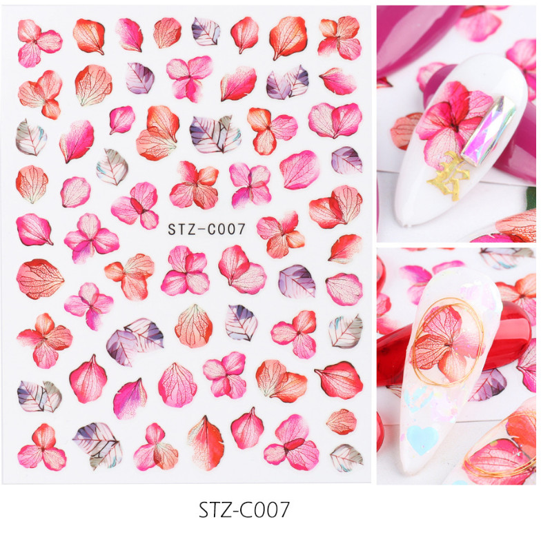 Nail Art Stickers Pink Green Leaf Ginkgo Biloba Clover 3D Decals NH15