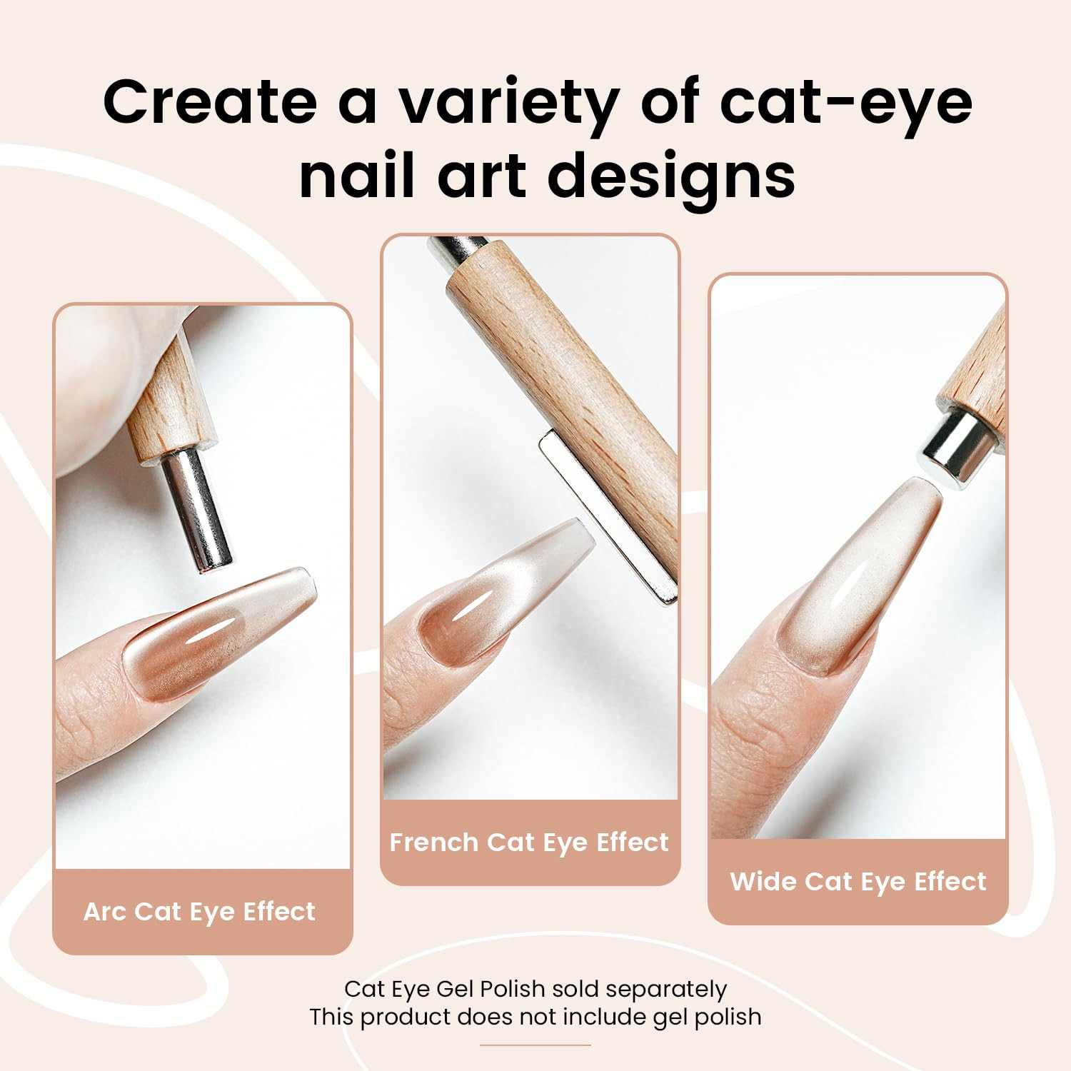 3-In-1 Cat Eye Magnet for Nails, Cylindrical & Square Magnets Nail Art Pens,Mult