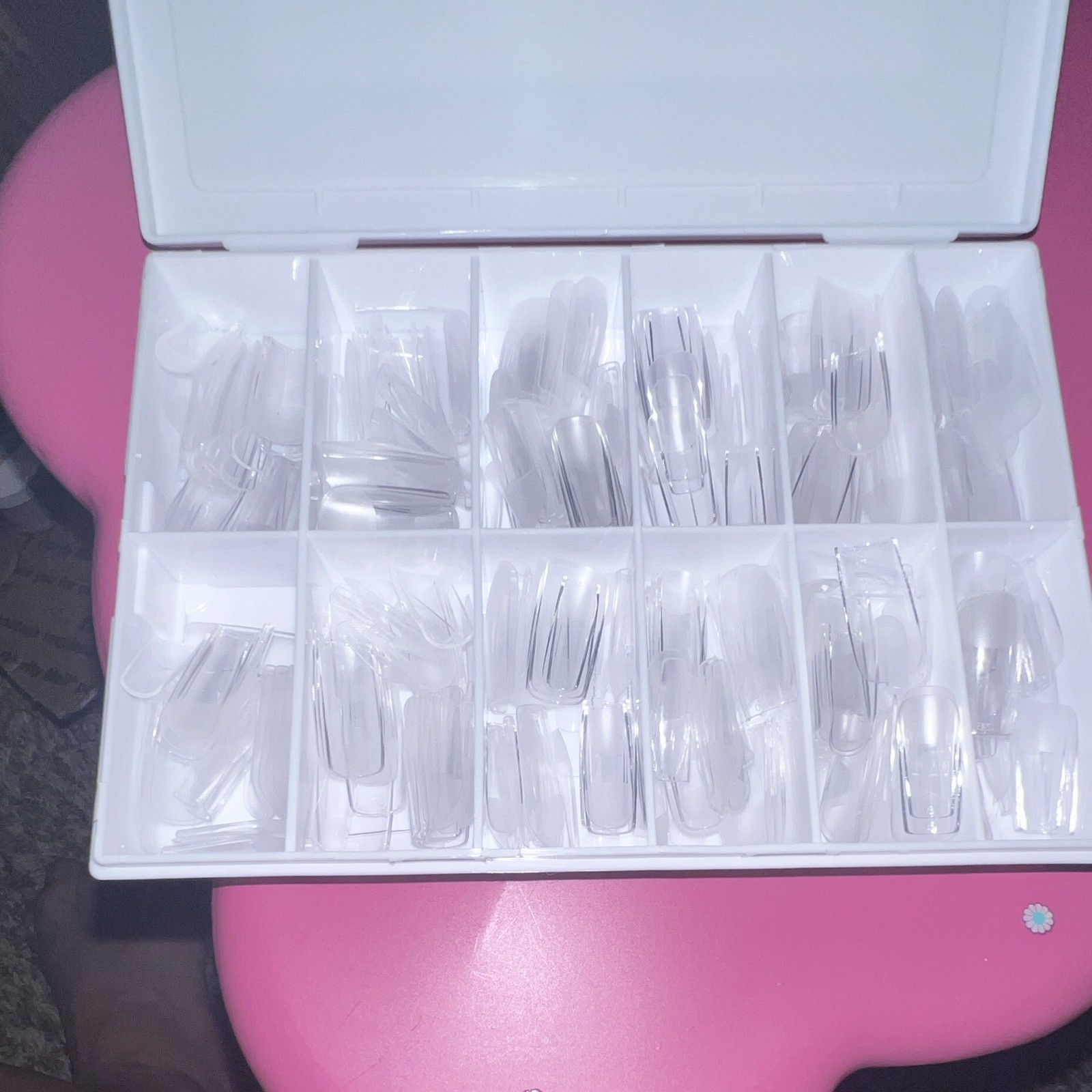 Beetles Full Cover Nail Tips Half Matte Clear Square Medium 504pcs 12 Sizes