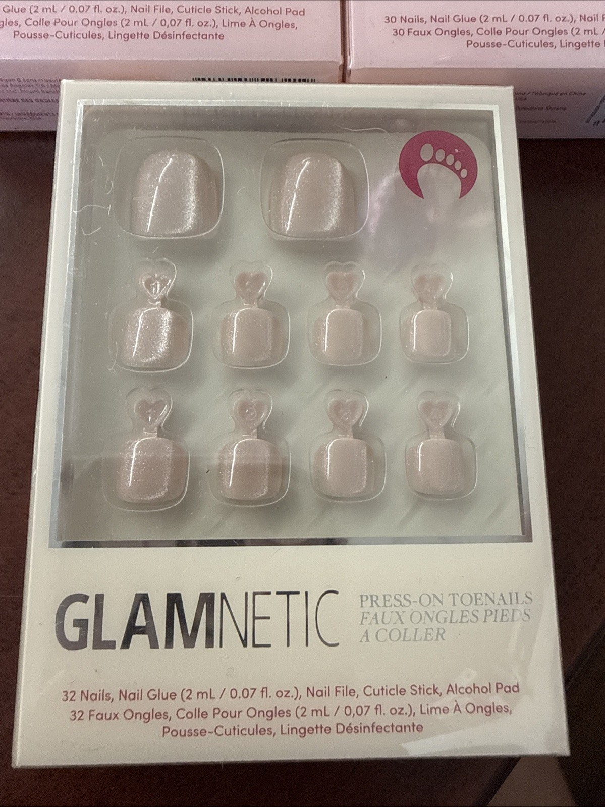 Lot of 3 Sets of Glamnetic Press-On Nails 2 Short Squoval & 1 Toenails
