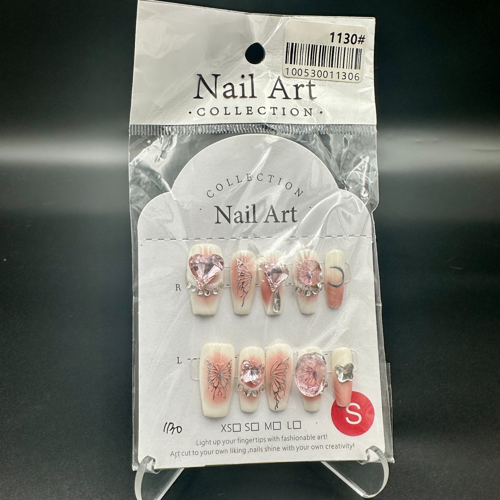 Lot of 7 Packs Press On Nails Size S Rhinestone 3D Bling False Nail Art Set