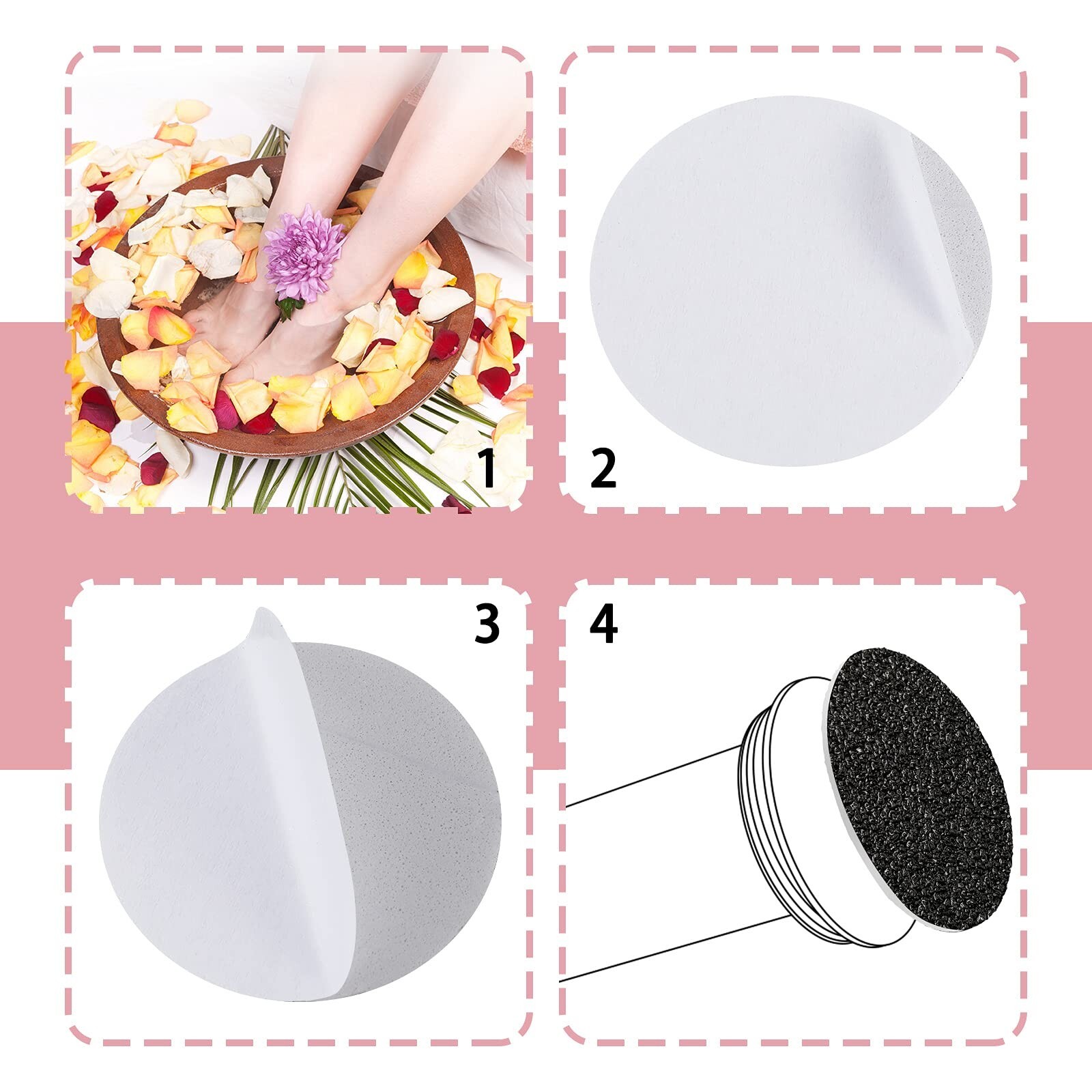 Maitys 120 Pcs Replaceable Sandpaper Discs Tip 2 Toe Refill Disks R… Fast Ship
