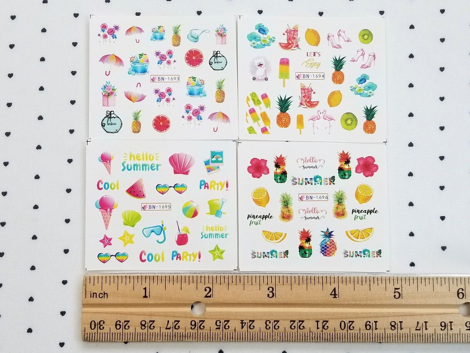 Summer Beach Plum Tree Nail Art Water Transfer Decals Sticker Small 12 Sheets