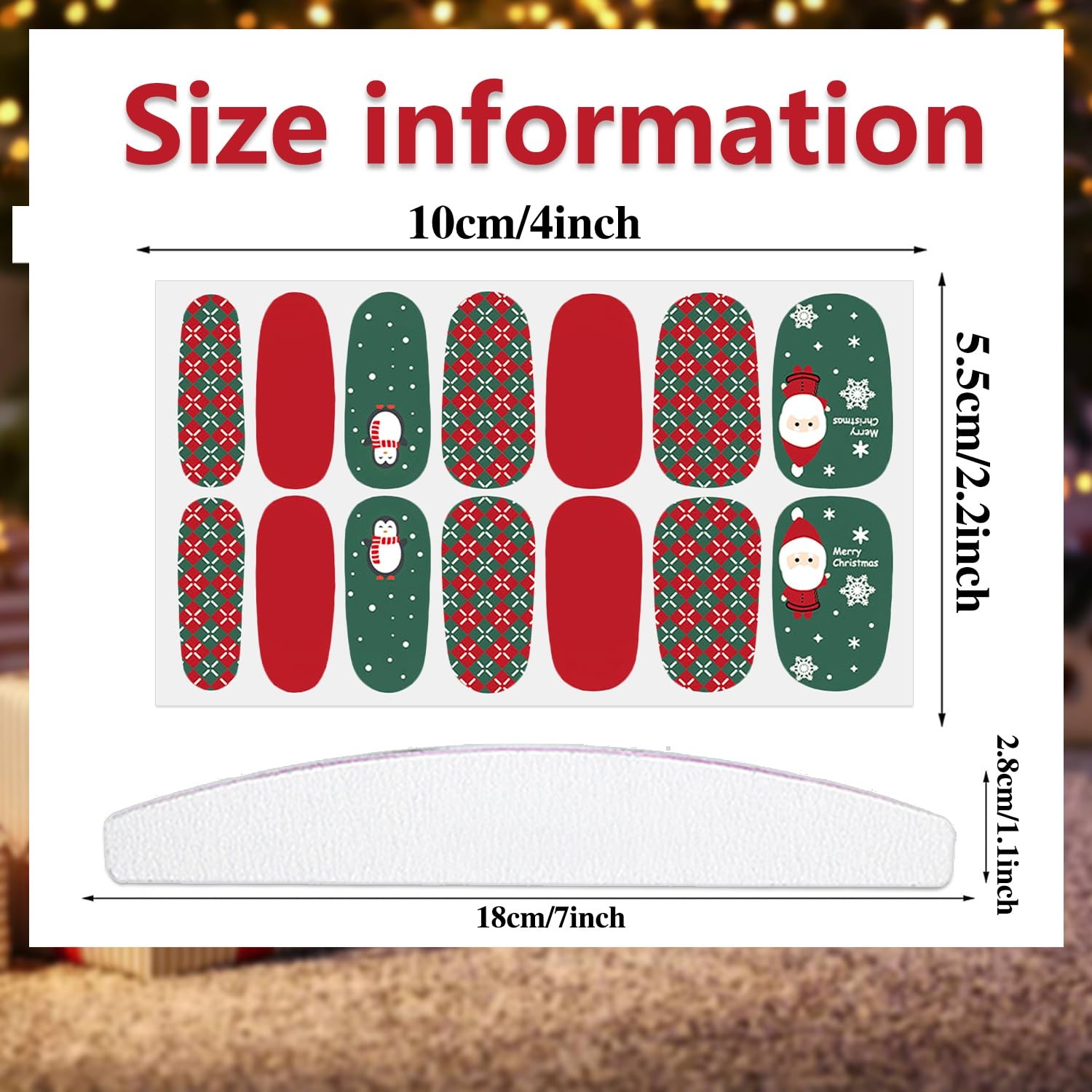 20 Sheets Christmas Nail Polish Strips Full Nail Wraps for Women Girls Nail A…