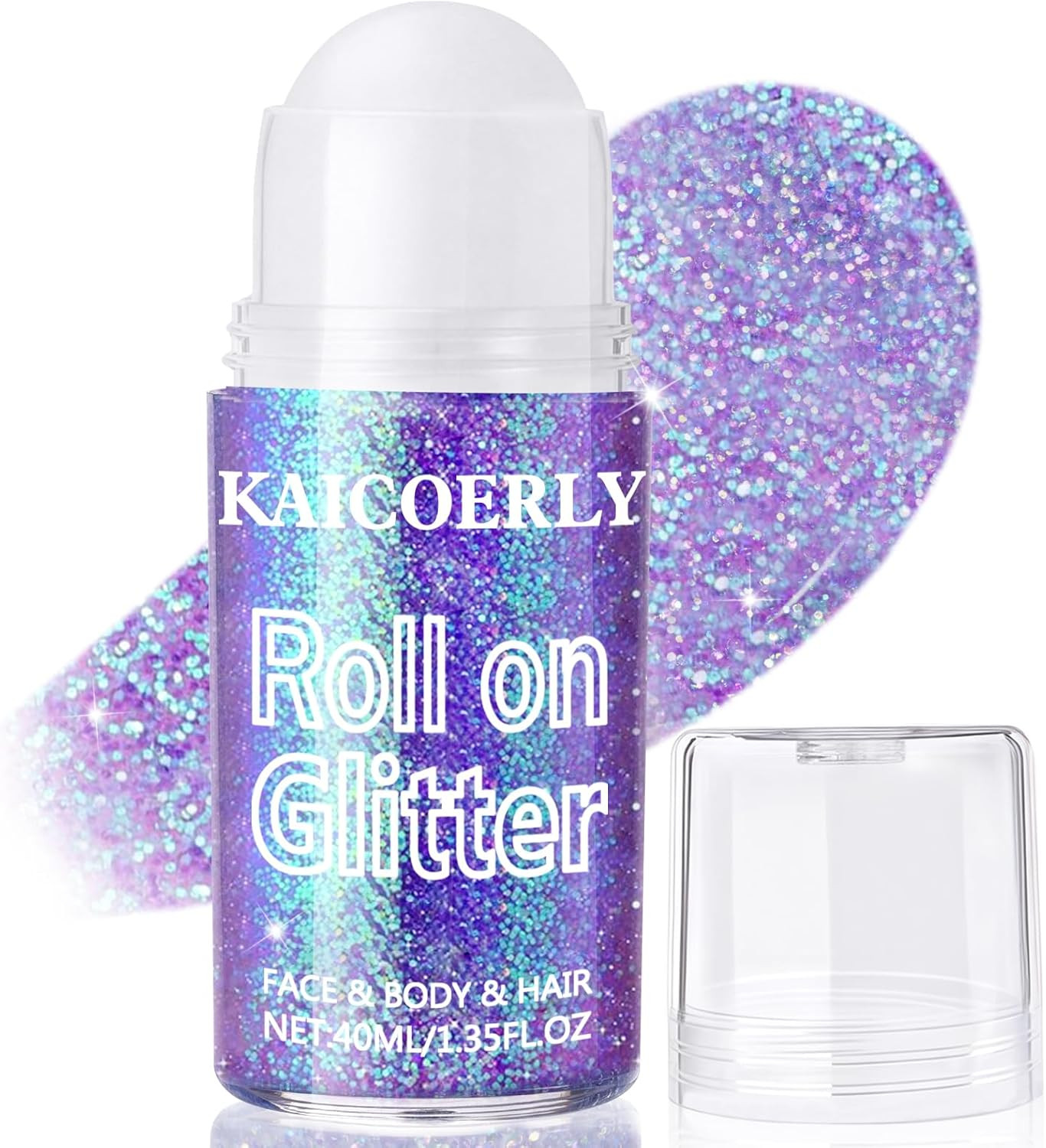 Roll-On Holographic Body Glitter Gel for Women, Sparkle Chunky Glitter Makeup fo
