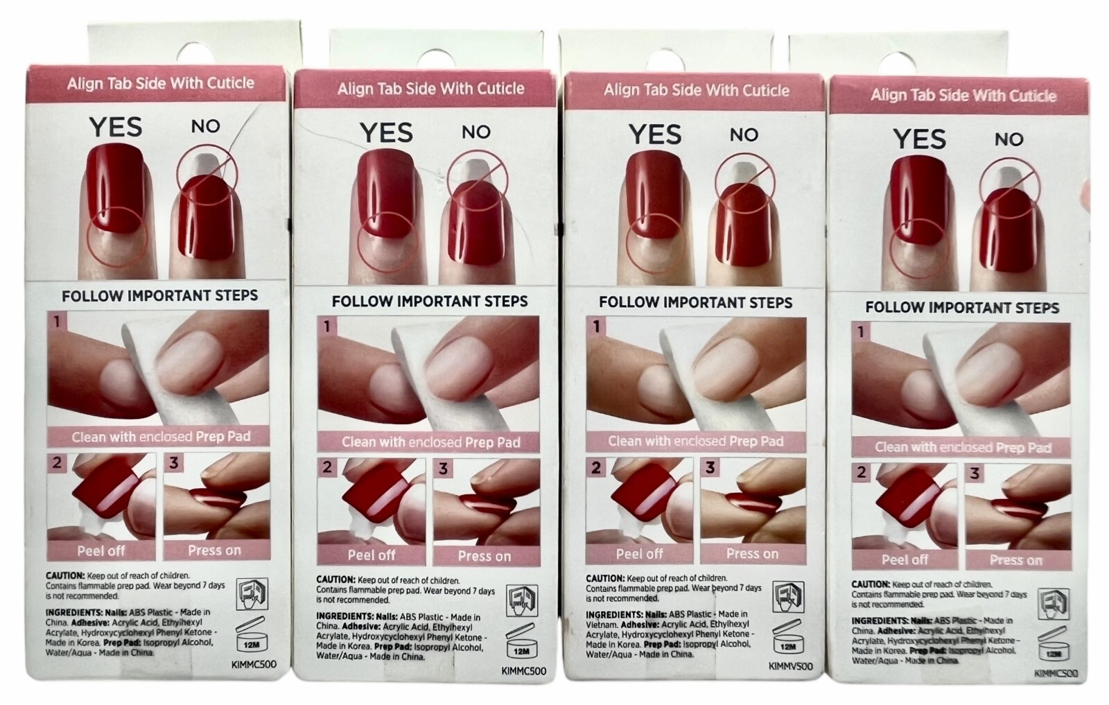 Lot of 4 KISS imPRESS Press On Manicure Nails Medium Length Matte Shiny Glitter