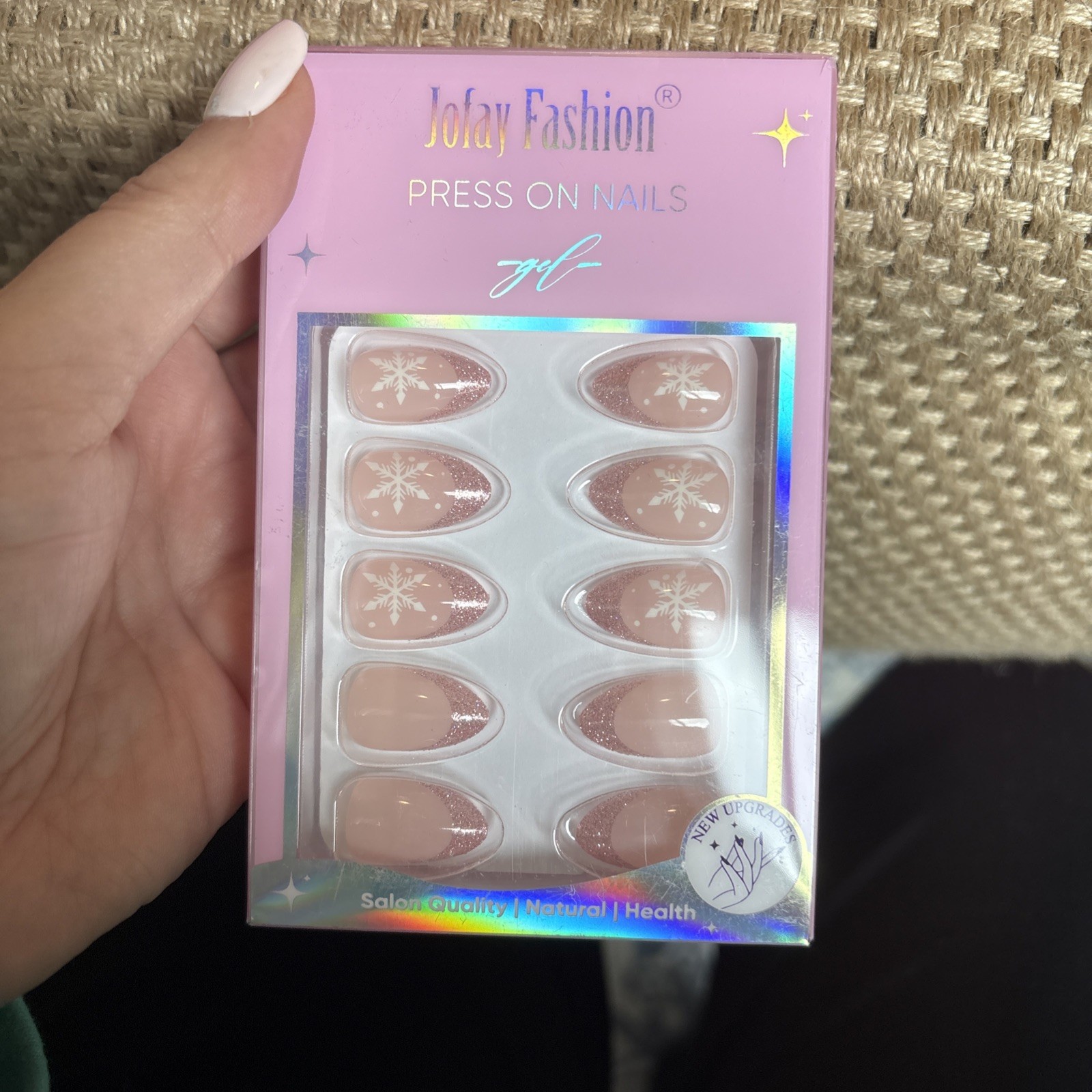 Jofay Fashion Press On Nails Christmas Edition, Squoval & Almond Glue Included