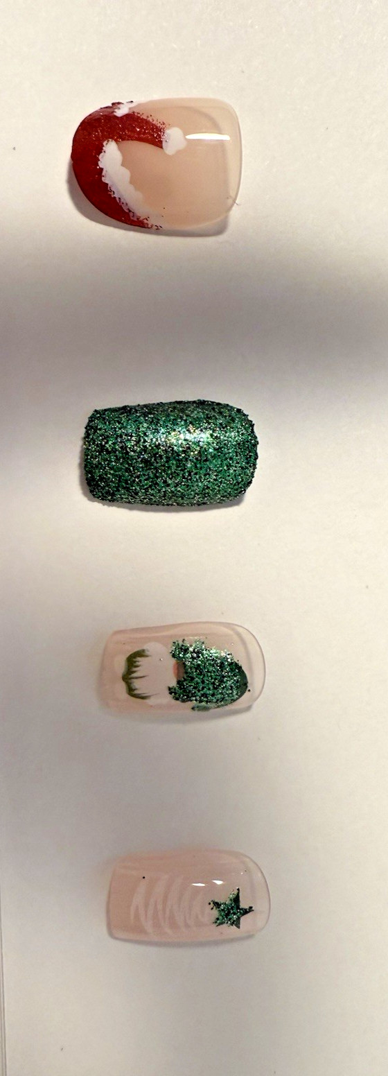 Christmas Nail Art Bundle – 2 Sets Press-On Nails, Holiday Stickers & Nail Charm