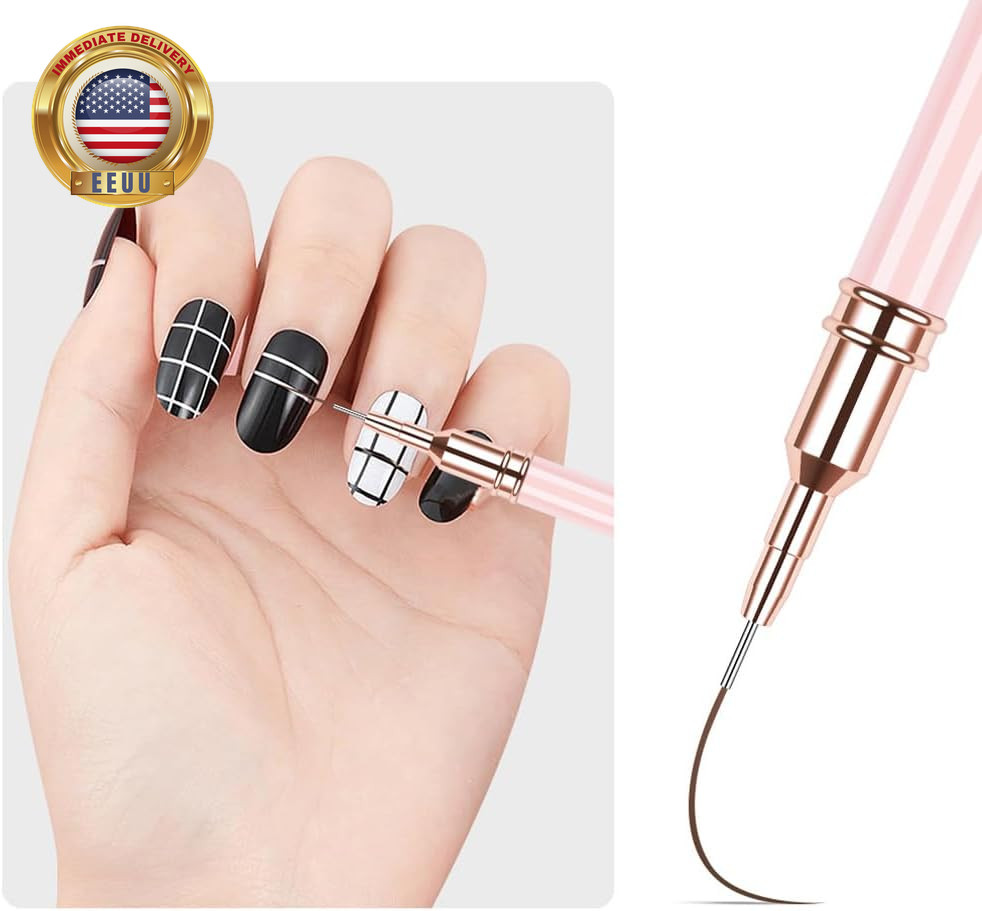 Metallic Nail Art Pens 5Pcs Pink Liner Brushes Set UV Gel Polish Painting Art De