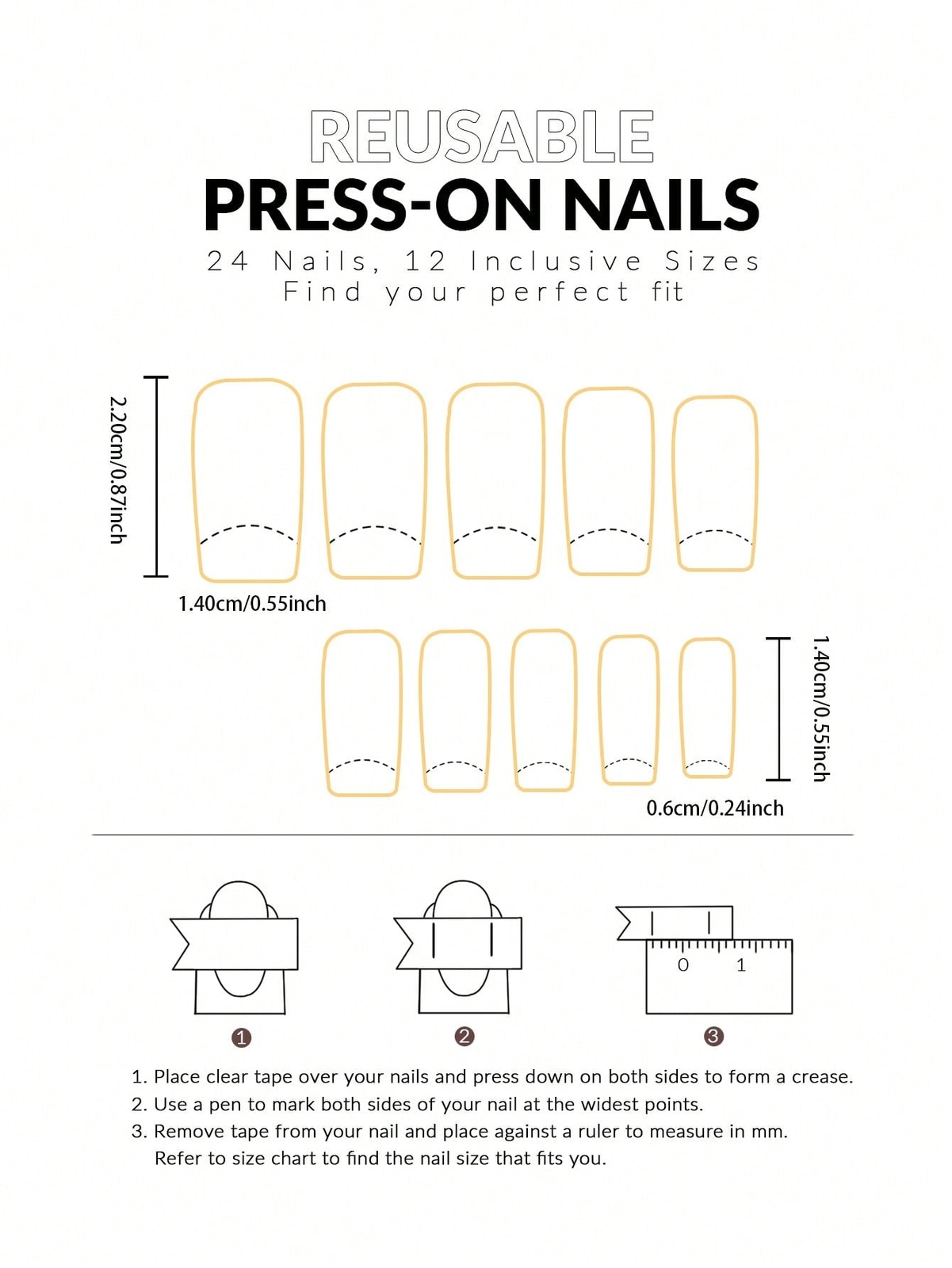 24pcs Short Square Simple Lines Of Love Pattern Heart Print Fake Nail False