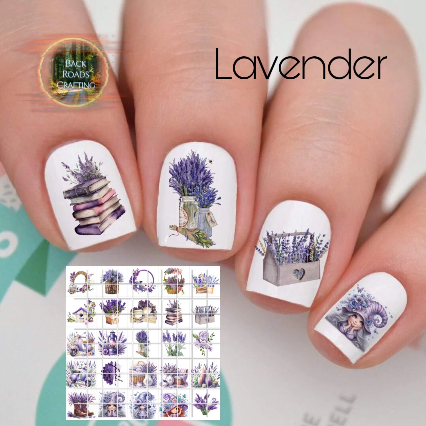 Lavender Waterslide Nail Art Decals Set Of 50 Instructions & Bonus