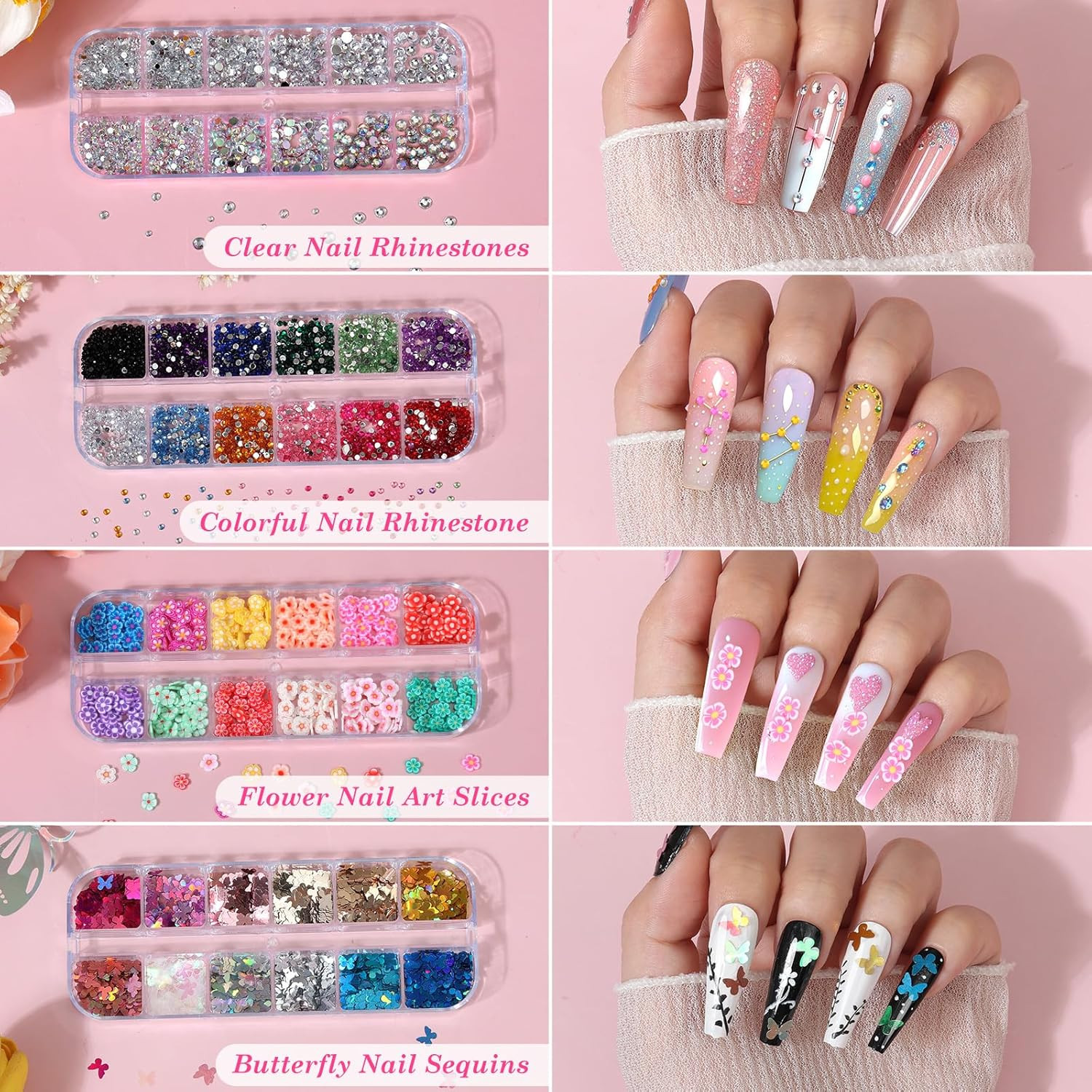 Acrylic Nails Kit Press on Nail Kit with Clear Coffin Nail Tips Nail Display St