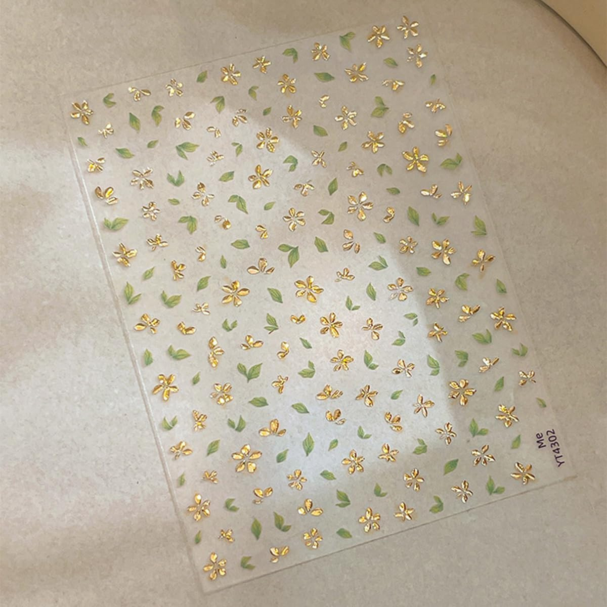 Flower Leaf Nail Art Stickers 5D Embossed Flower Leaf Nail Decals Bronzing Gold