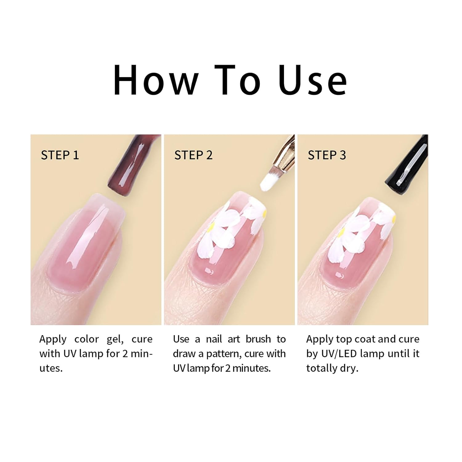 8 Colors Painting Gel for Nail Art Set, White Black Gold Silver Red Green Blue B