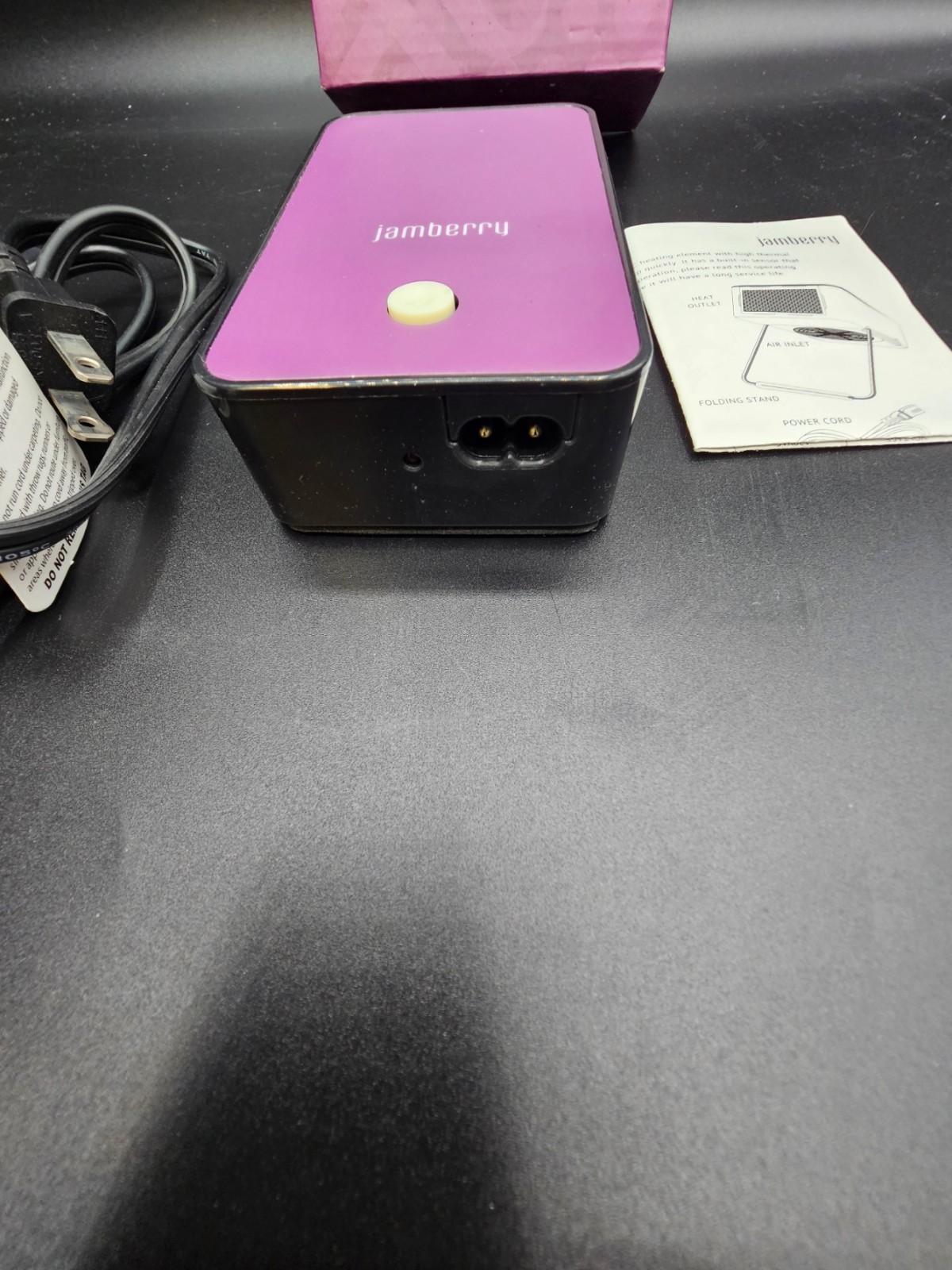 Jamberry Mini Heater Nail Wrap Heater Purple w/ Box Power Cord & Manual Tested